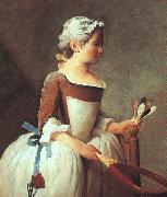 Jean Baptiste Simeon Chardin Girl with Racket and Shuttlecock oil